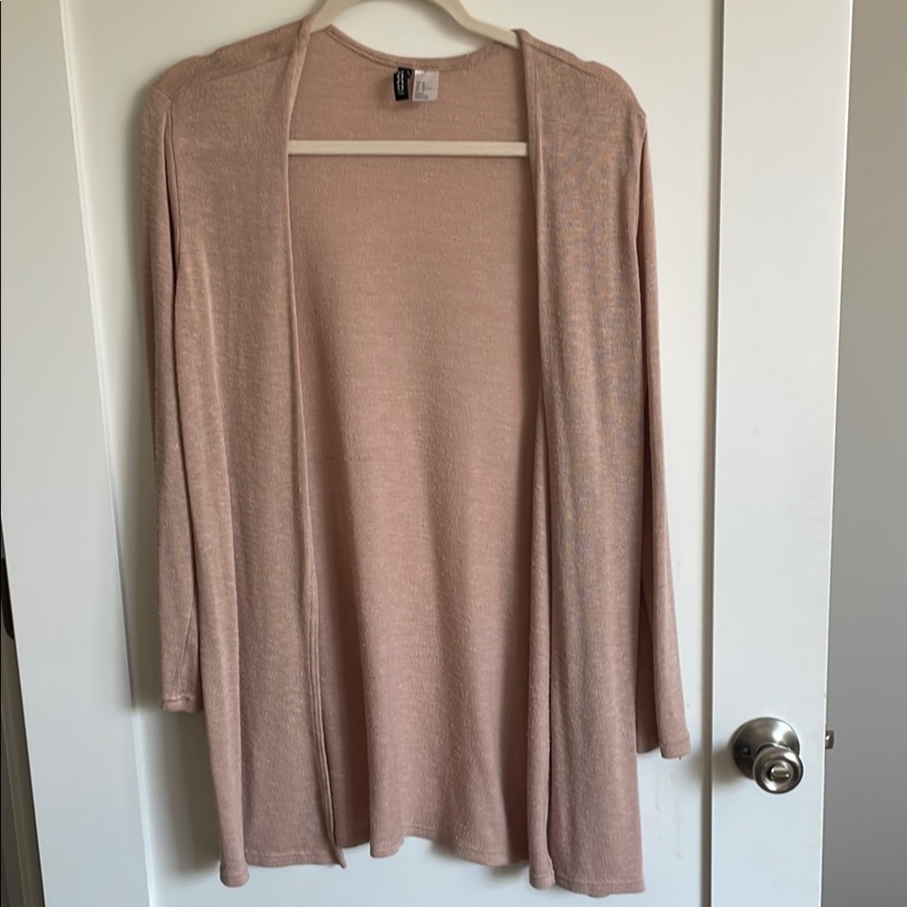 H&M Pink Cardigan Sweater Lightweight Knit